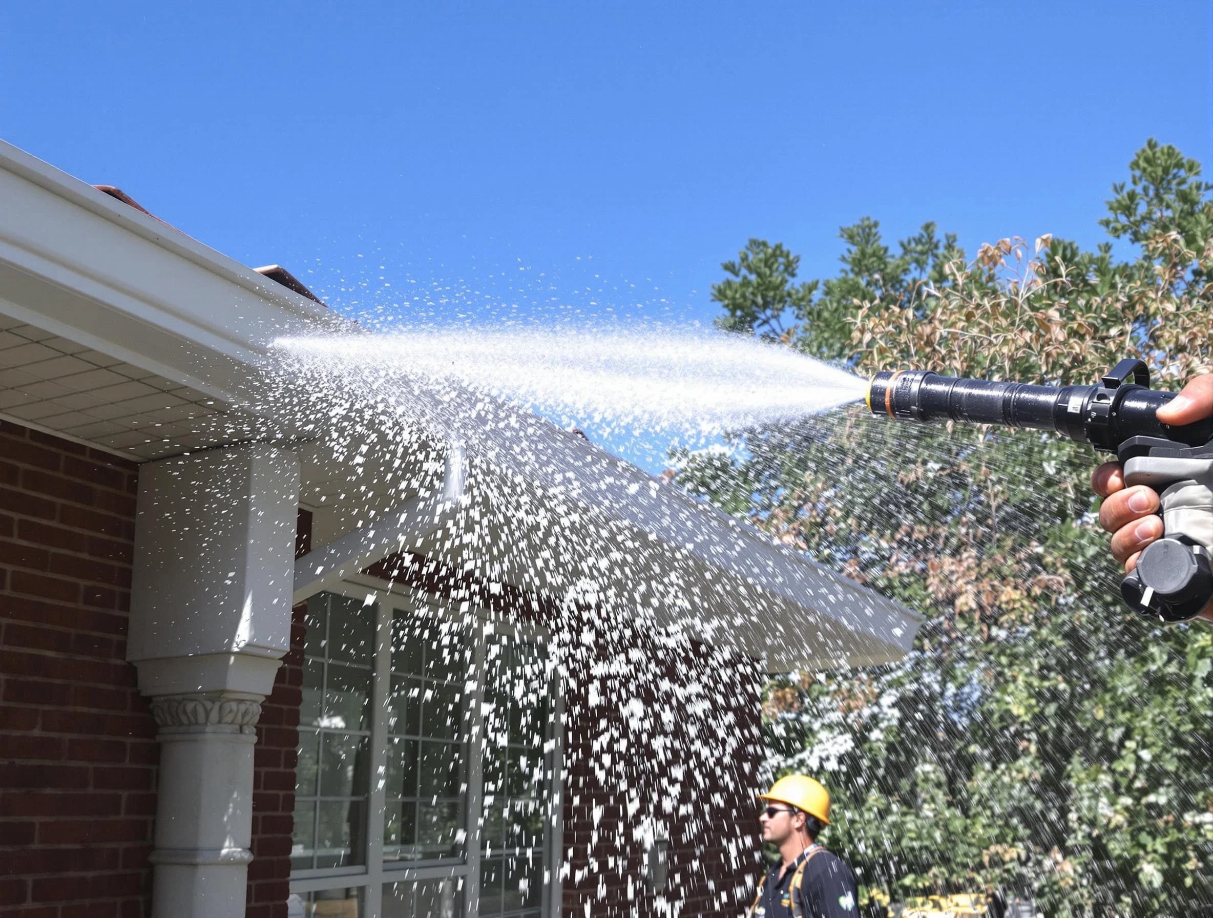 Cleared downspout by Berea Roofing Company ensuring unrestricted flow in Berea, OH