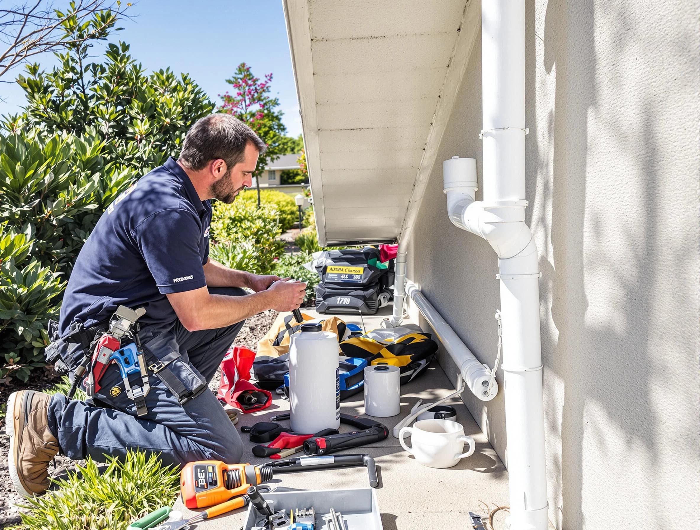 Berea Roofing Company expert fixing a downspout in Berea, OH