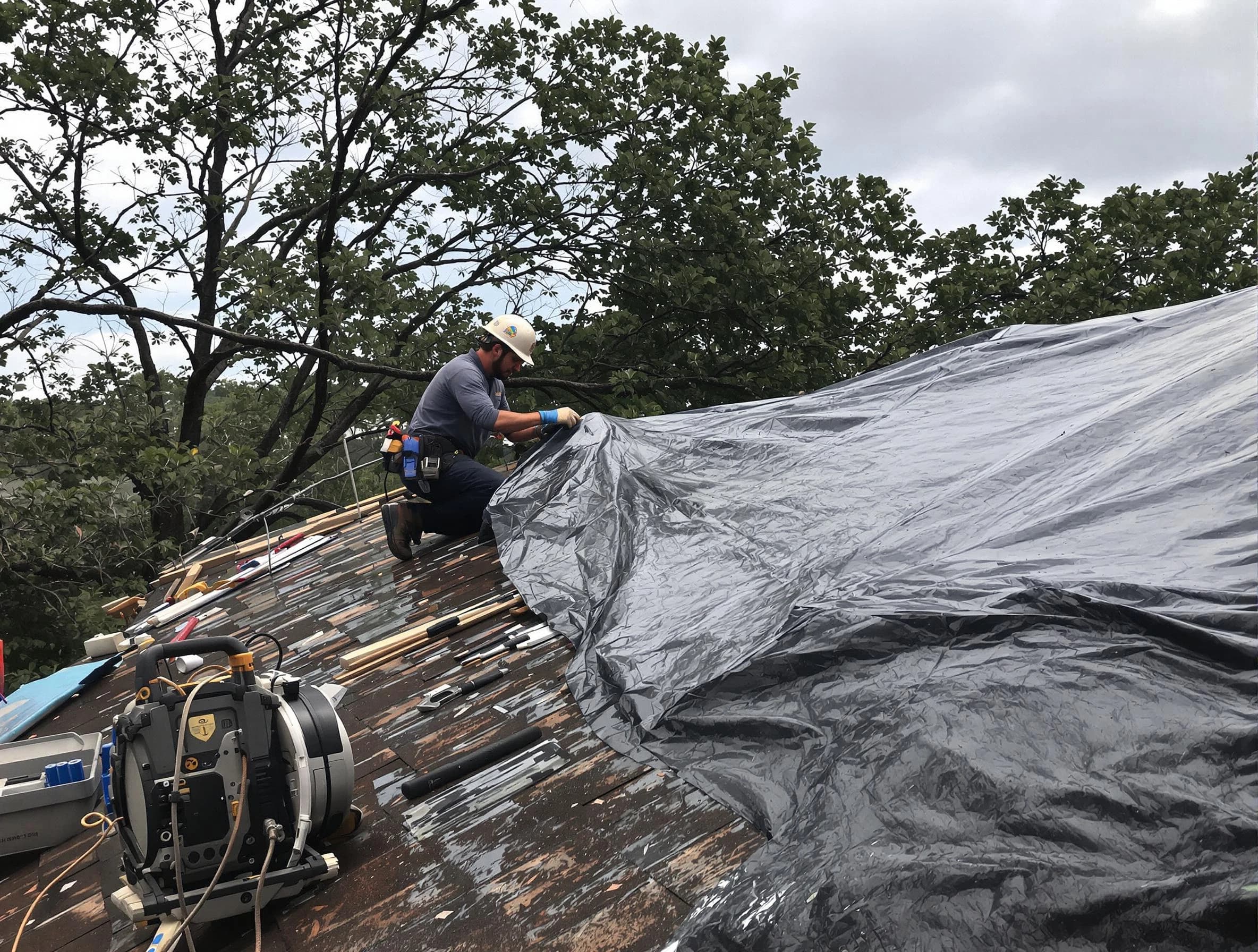 Berea Roofing Company responding to an emergency roof repair call in Berea, OH