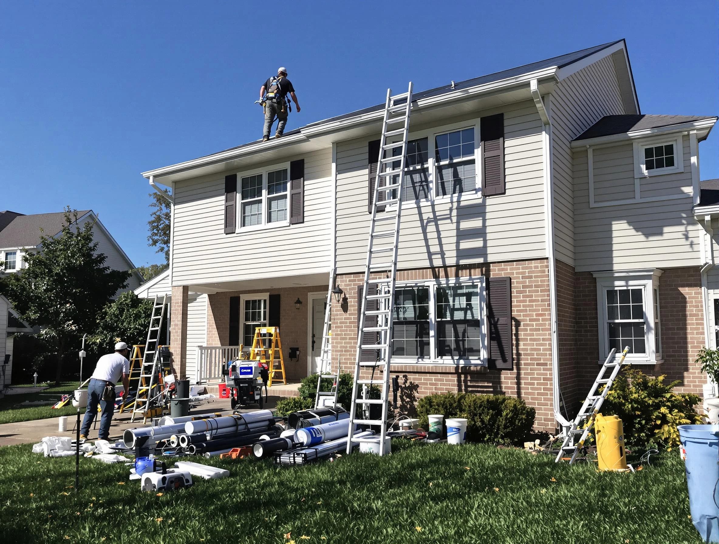 Berea Roofing Company completing a gutter replacement in Berea, OH