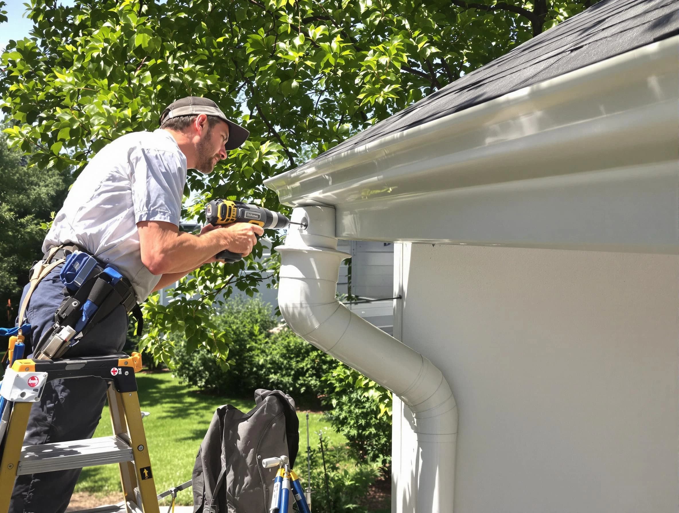 Properly installed rain gutters by Berea Roofing Company in Berea, OH